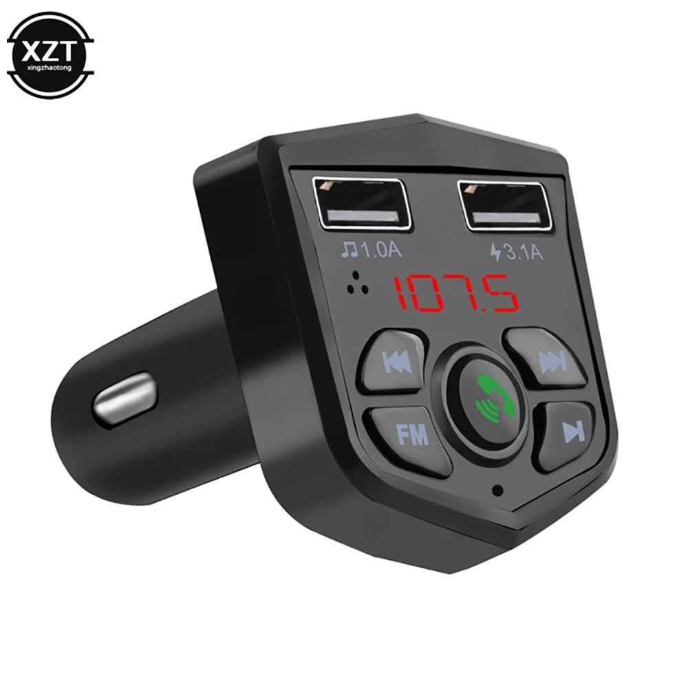 

Bluetooth 5.0 Handsfree Car Kit FM Transmitter 3.1A Quick Dual USB Charger LCD Digital Voltmeter TF Card U disk AUX Player