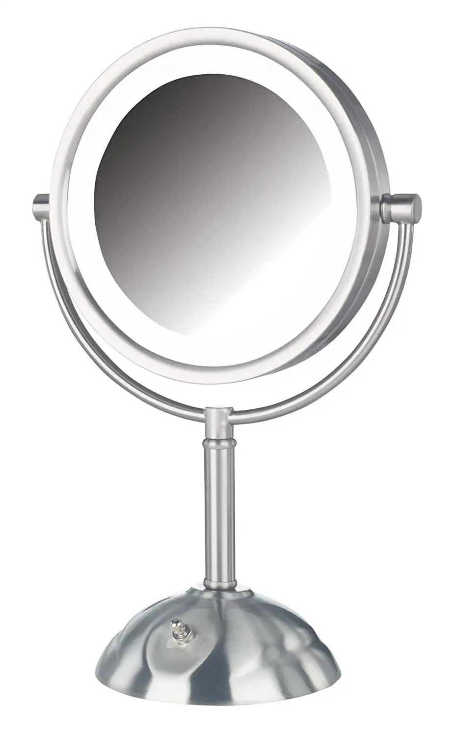 Jerdon HL8808NL 8.5-Inch Tabletop Two-Sided Swivel LED Lighted Vanity Mirror with 8x Magnification, 3-Light Settings, Nickel Fin