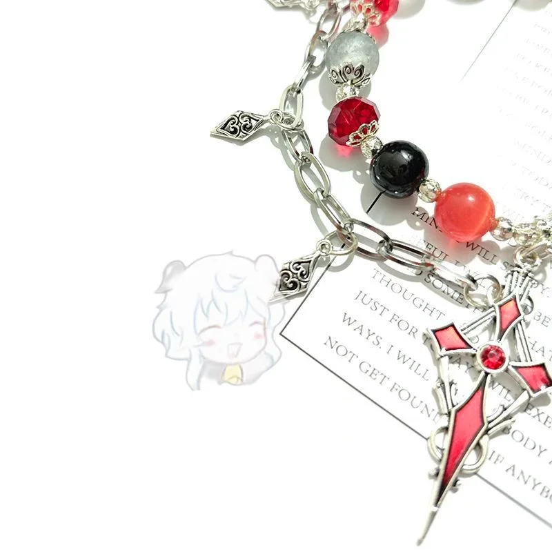 Браслет для косплея Arlecchino унисекс цепочка с бусинами подвеска Knave браслеты