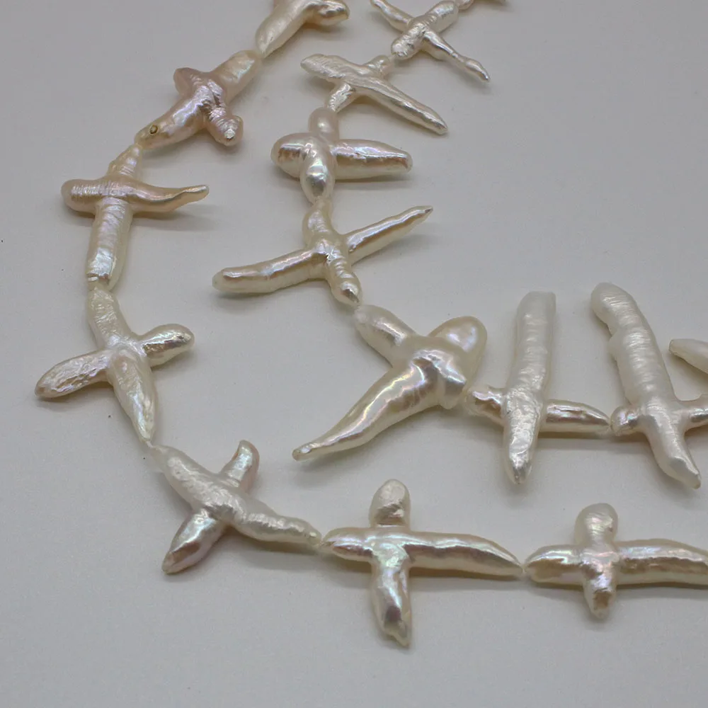 Natural Freshwater Pearl Beads Cross Shape Horizontal Hole Beads for Fashion Jewelry Making DIY Necklace Earrings Accessories
