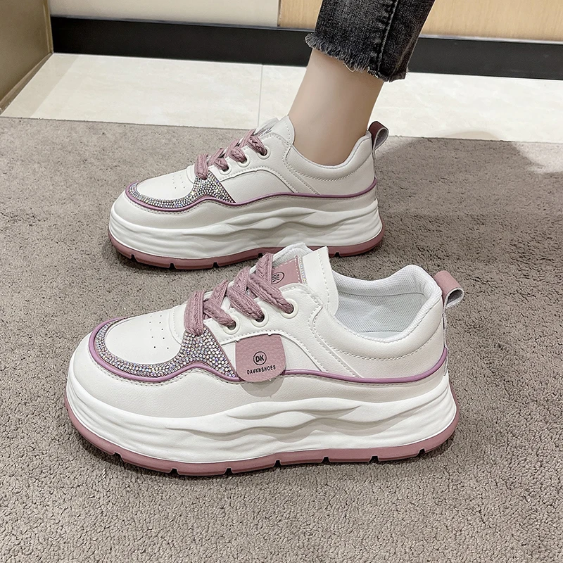 

Korean Shoes Female Footwear Casual Sneaker Autumn Wedge Basket 2023 Round Toe Clogs Platform Modis New Dress Breathable Fall Cr