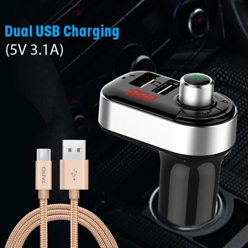 

New USB Car Charger For Phone Bluetooth Wireless FM Transmitter MP3 Player Dual USB Charger TF Card Music HandFree Car Kit