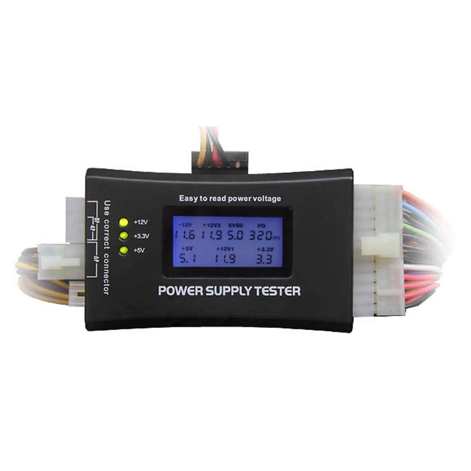 

PC Computer Electronic ATX Power Supply DC Digital Voltmeter 12V Voltmeter Voltage Tester Detection Tool 4/6/8 20/24 Pin