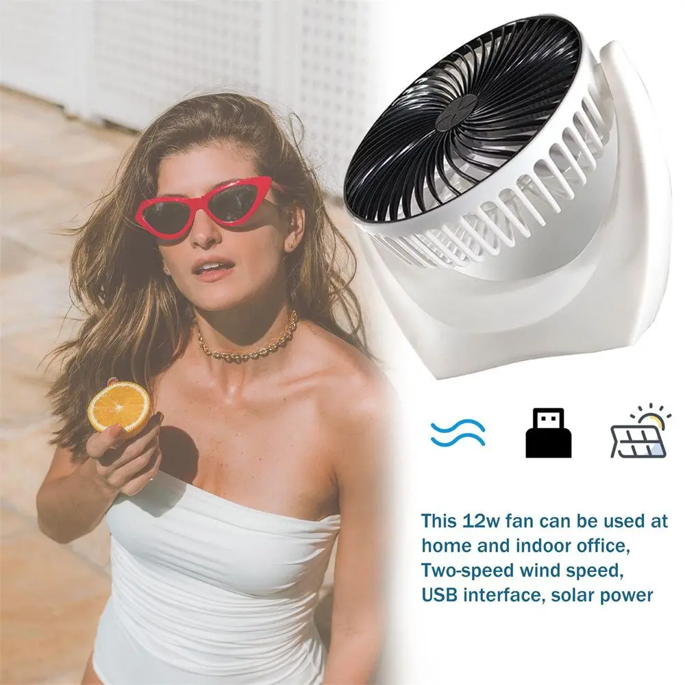 Вентилятор на солнечной батарее портативный походный с питанием от USB-порта для