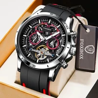 lige brand classic mens retro watches automatic mechanical watch tourbillon clock genuine leather waterproof business wristwatch