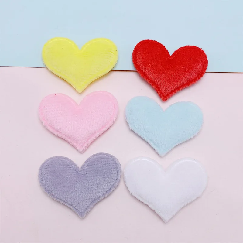 

400Pcs 3.8*3CM Furry Felt Heart Star Appliques Padded Patches for DIY Baby Girl's Hair Clip Band Headdress Bow Decoration