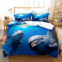 dolphin shark bedding set twin full queen king size ocean fish bed set children kid bedroom duvet cover sets 3d