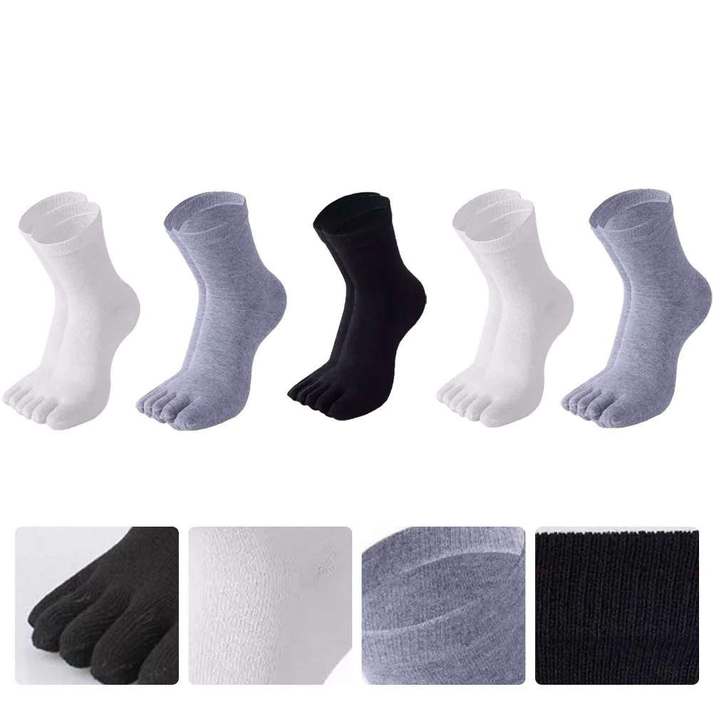 

5 Pairs Men's Five-Finger Cotton Socks Calf Stocking Male Mens Toe Absorbent Sweat Topper Sports