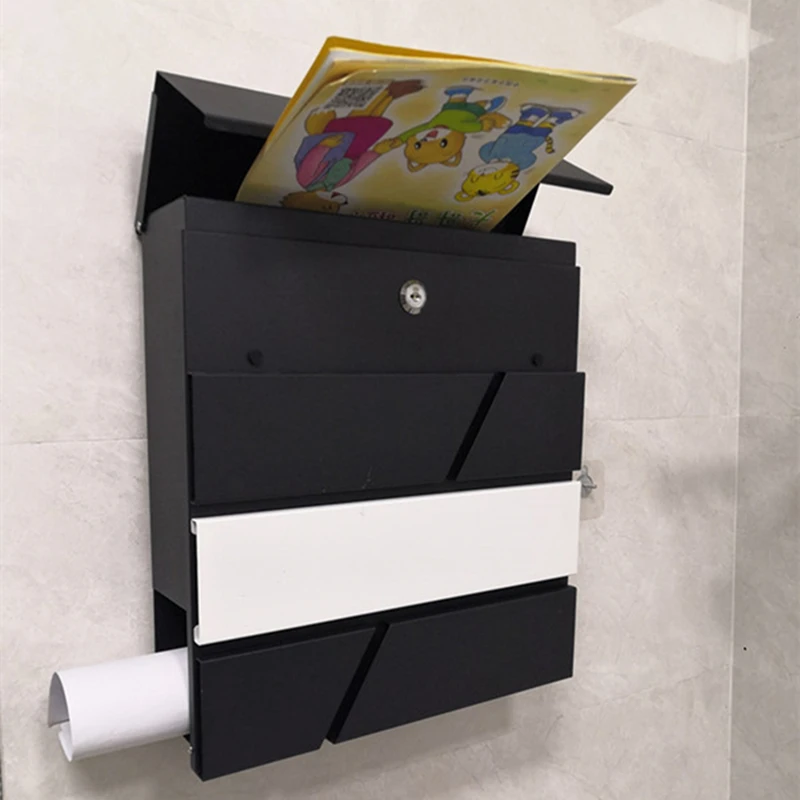 37X33X12CM Wall Mounted Modern Metal Mailbox Outdoor Warehouse Apartment Home Garden Letterbox Lockable Waterproof Post Box