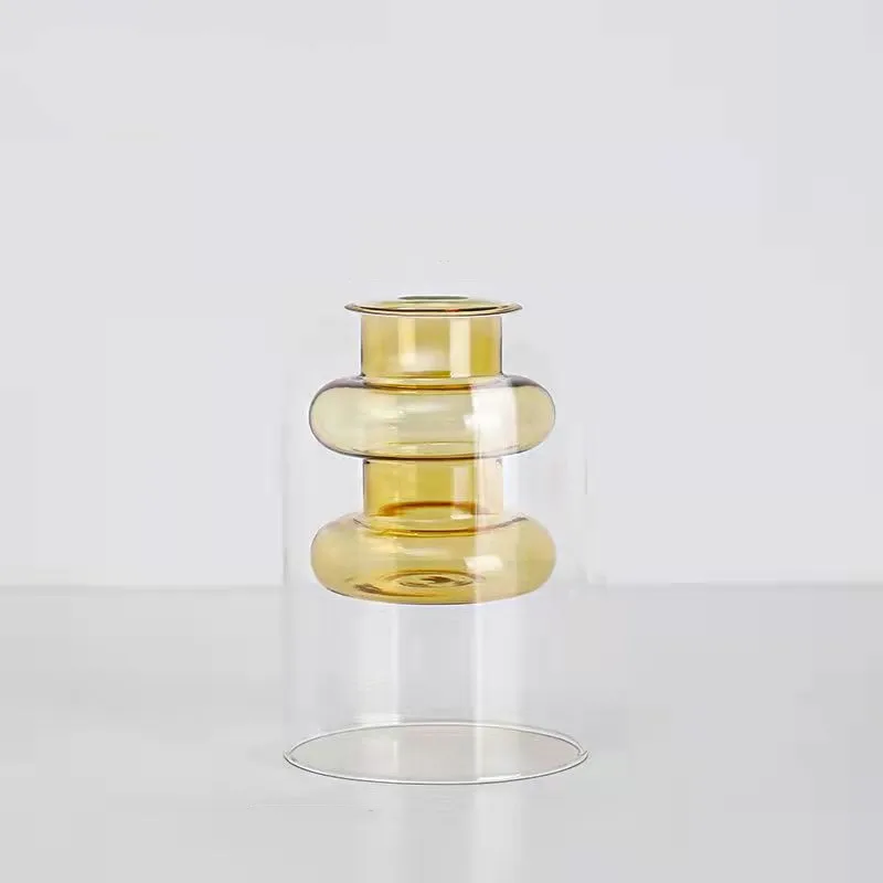 

Free Shipping 2pcs/pack Nordic Simple Color Glass Vase Flower Arrangement Living Room Tabletop Creative Personality Hydroponic