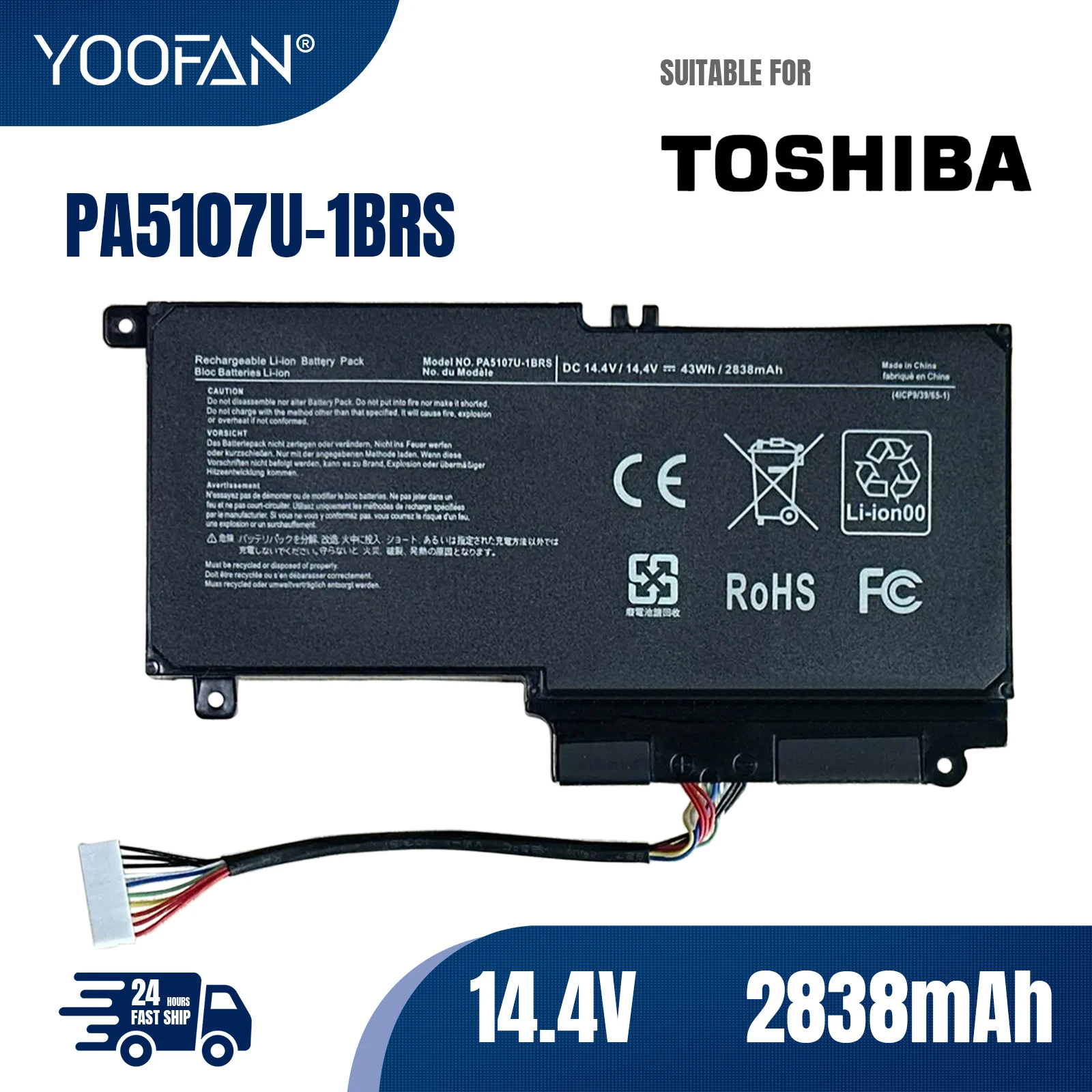 YOOFAN Аккумулятор PA5107U-1BRS PA5107U для Toshiba Satellite L45 L45D L50 P55 P55-A5312 L55 L55T P50-A S55-A5275