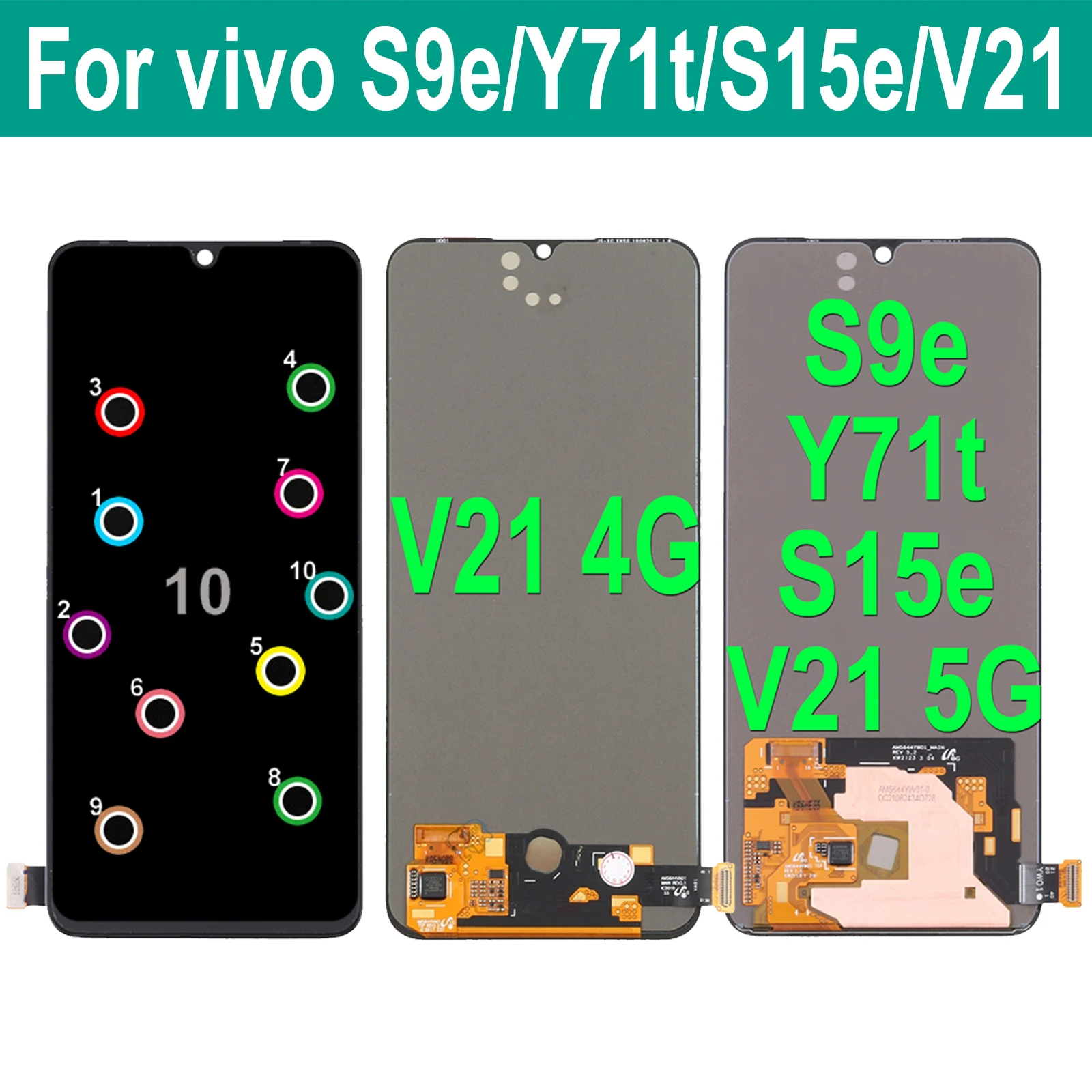 

Original AMOLED For Vivo S9e Y71t S15e V21 5G V2050 V2048A V2066 V2108 V2102A V2190A LCD Display Touch Screen Digitizer Assembly