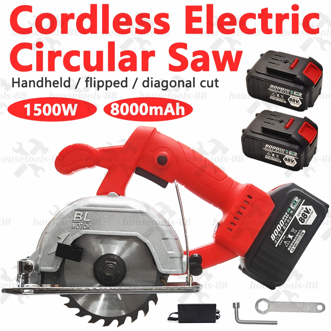 Magnitt 16000mAh Compact Circular Saw 5 inch Saw Blade Electric Circular Saw Cutting Guide with Wrench Circular Saw 2 Batteries