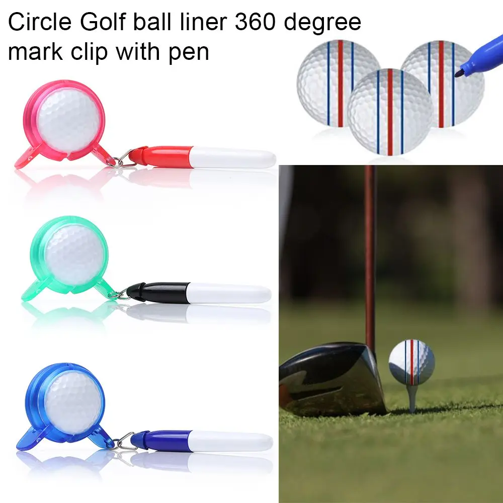 

1 Set Outdoor Circle Golf Ball Liner 360 Degree Mark Clip with Pen Plastic Marker Line Aids Alignment Golf Ball Marker Line