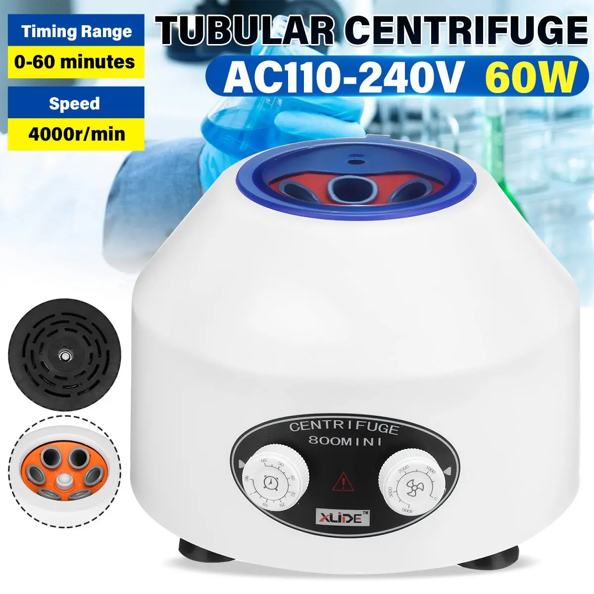 

110-240V Electric Laboratory Centrifuge Medical Practice machine Supplies prp Isolate serum 4000rpm With 6Pcs Centrifuge Tube