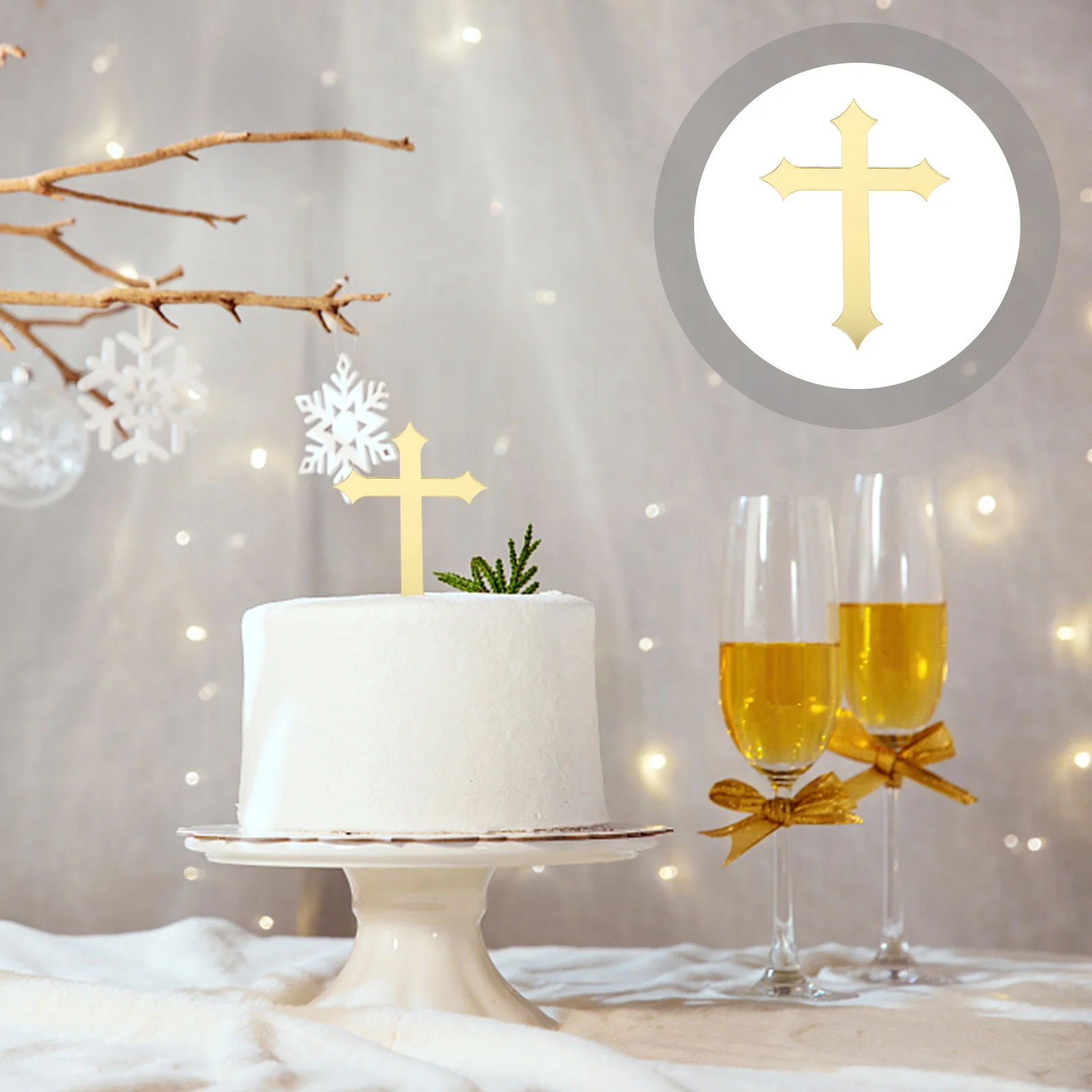 

10Pcs Topper Cake Charm Topper First Communion Decorations Cross Dessert Topper Baptisms Cake Sticks