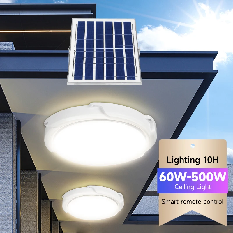 Outdoor Ceiling Light Solar Panel Remote Control Lights Powe