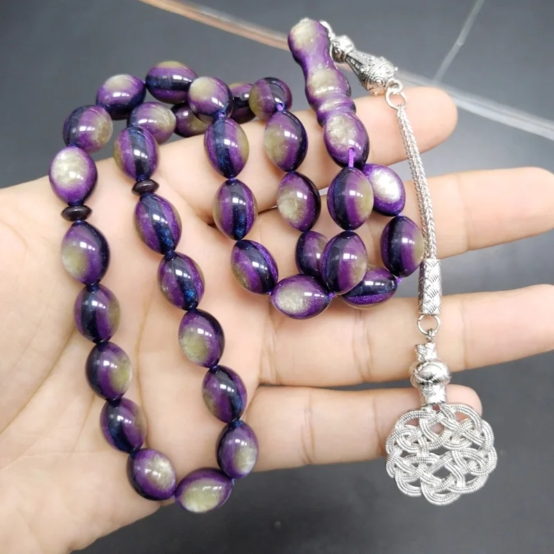 Фото Tasbih фиолетовая смола 33, молитвенные бусины, турецкий тарабзон, аксессуары, Ид, Рамадан, подарок, исламский арабский модный браслет №2