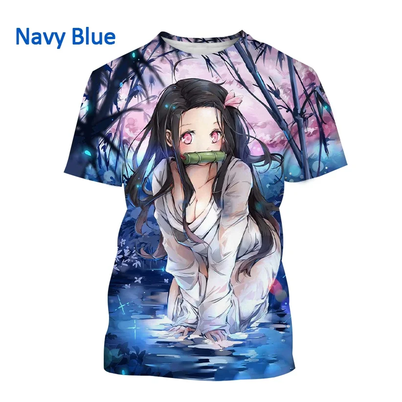 

New Japanese Anime Demon Slayer 3D Printing Fashion T-shirt Men's Women's Street Clothing Cartoon Short-sleeved T-shirt