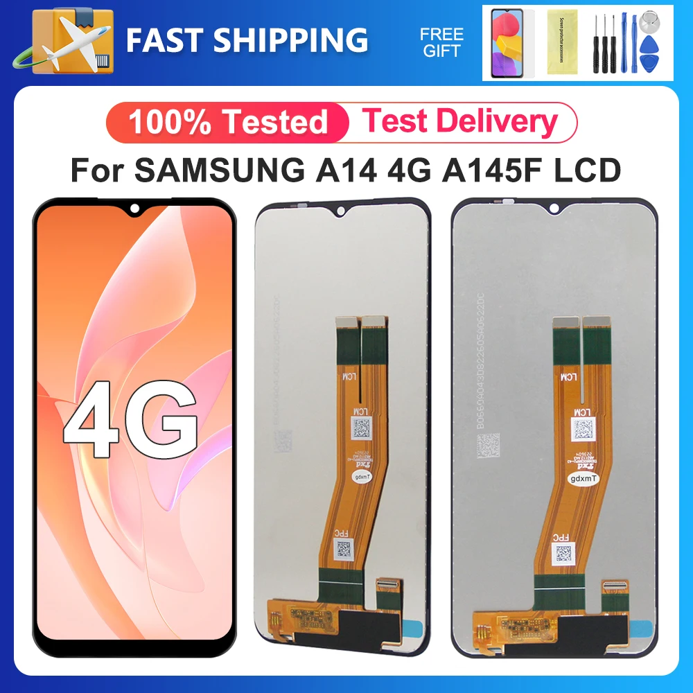 

A14 4G LCD 6.6"For Samsung Galaxy A14 4G LCD Touch Screen Digitizer Assembly A14 LTE A145F A145P A145M Display With Frame