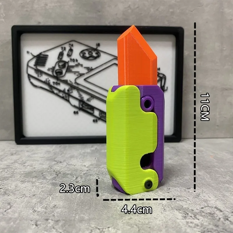 

2PCS 3D Print Gravity Cub Jump Small Radish Carrot Knife Mini Model Student Prize Pendant Decompression Toy Decompression Push