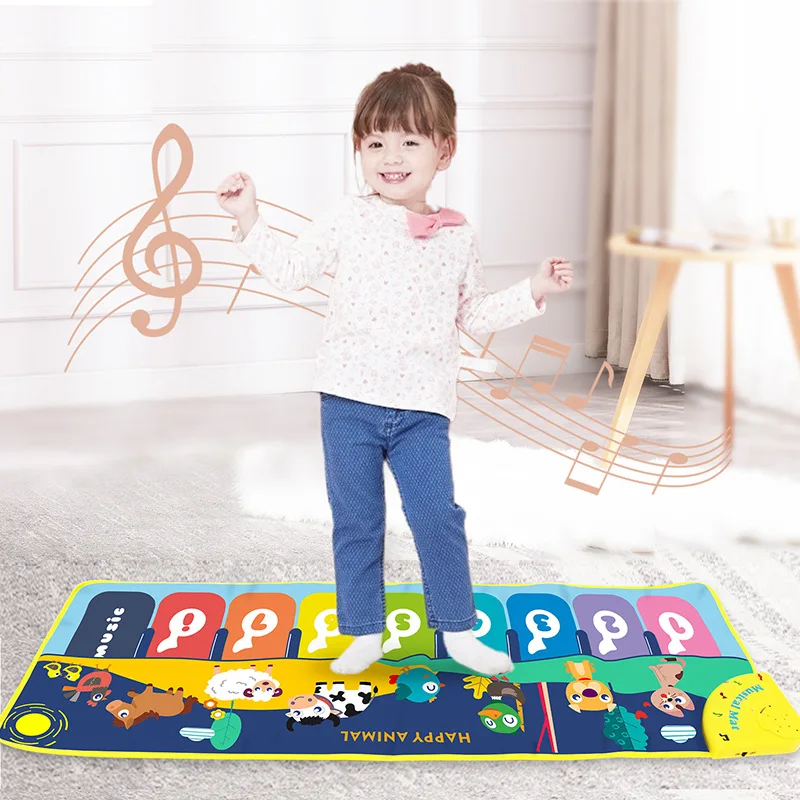 

100x36cm Baby English Animal Music Piano Music Carpet Children Playing Mats Educational Electronic Children Toys Birthday Gift