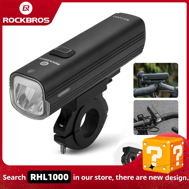 ROCKBROS Bicycle Light 1000Lumen 4800mAh Bike Headlight Power Bank Flashlight Handlebar USB Charging MTB Road Cycling Highlight