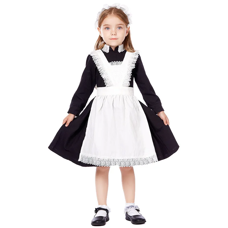 

Carnival Halloween Girl Victorian Abbey Maid Costume Little House Prairie Girl Book Week Cosplay Fancy Party Dress