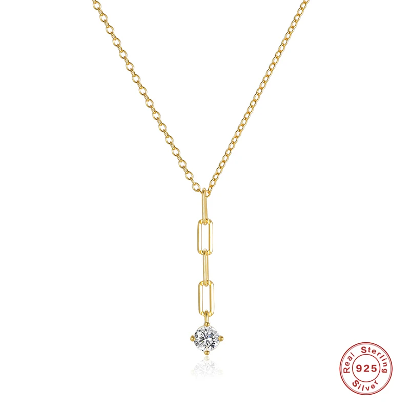 

Aide 925 Sterling Silver Thick Hollow Chain Tassel Zircon Charm Pendant Necklaces For Women Elegant Y Shape Clavicle Necklace
