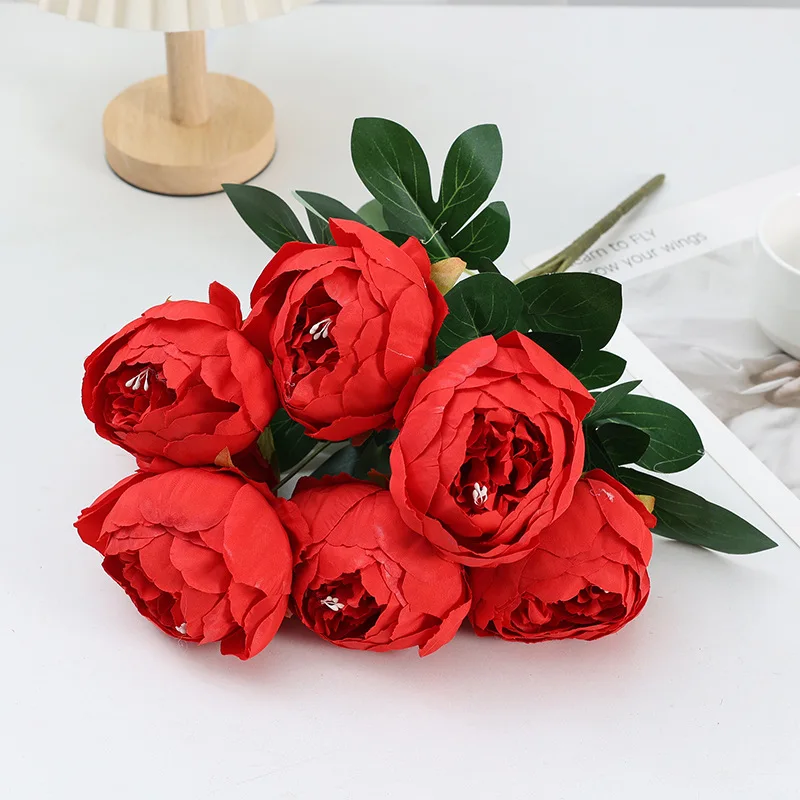 Искусственные пионы 43 см с 7 головками садовый цветочный материал для украшения