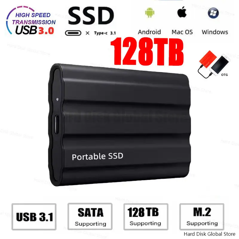 SSD External  Mobile High Speed Solid State Drive Flash 64TB TypeC USB3.1 8TB Mini Slim Transfer SSD Flash Memory Device