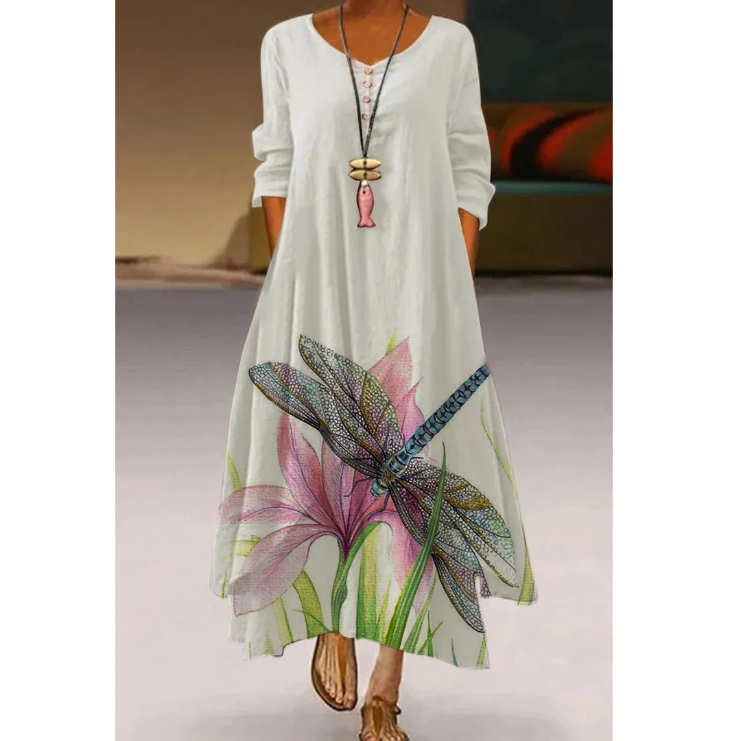 

Casual Dresses Women Long Sleeve Shirt Dress Autumn Printed OL Long Dresses Laides Loose Party Dress Maxi Dress vestido casual