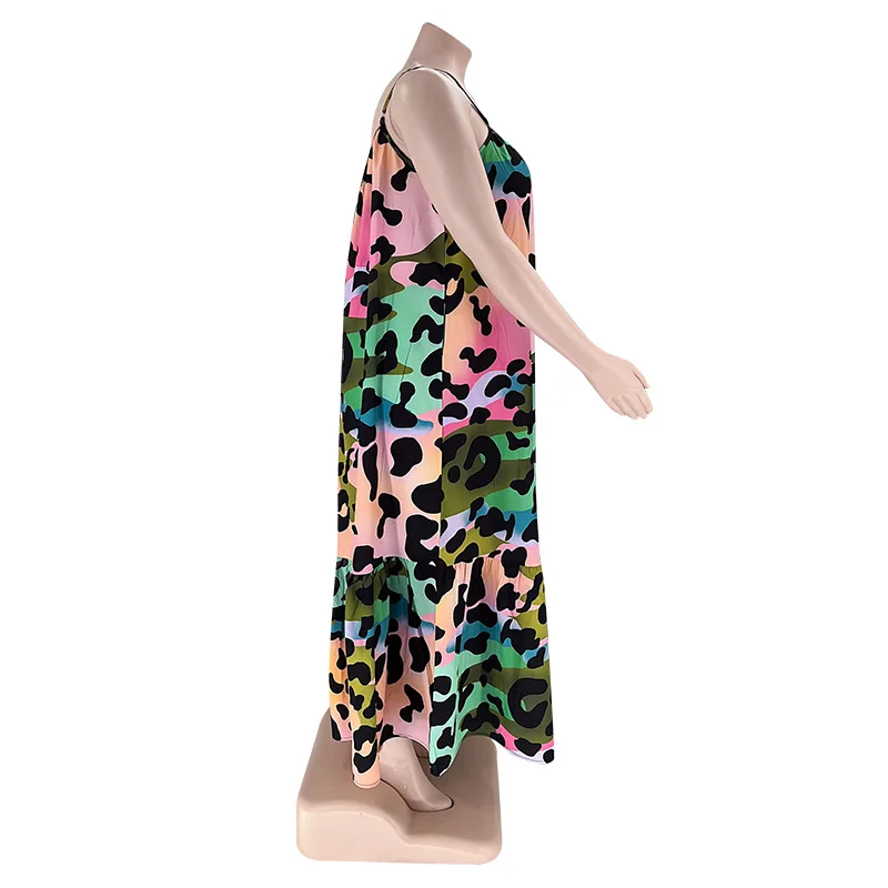 Plus Size Elegant Floral Print Dress Women Sleeveless Loose Cloth Lady Casual Luxury Robe 2023 Summer Trendy Party New In Dress