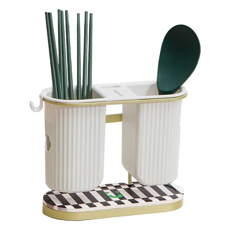 

Utensil Holder 2 Compartments Kitchen Flatware Holder For Wall Kitchen Utensils For Fork Spoon Ladle Chopsticks Peeler Scissors