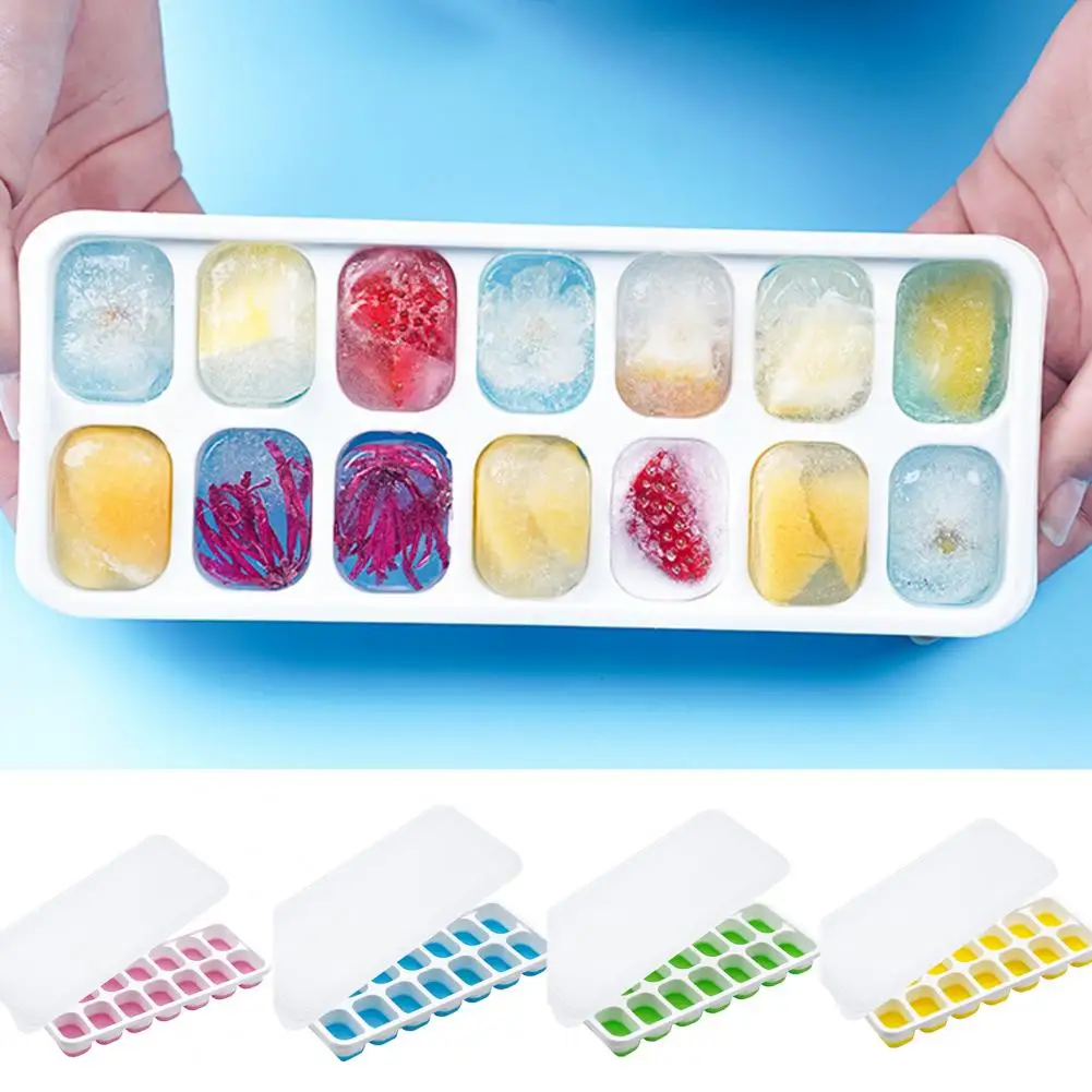 

Convenient Ice Cube Mould 14 Cells Easy to Clean Easy Release Ice Cube Trays Dustproof Lid Ice Cube Maker Kitchen Tool