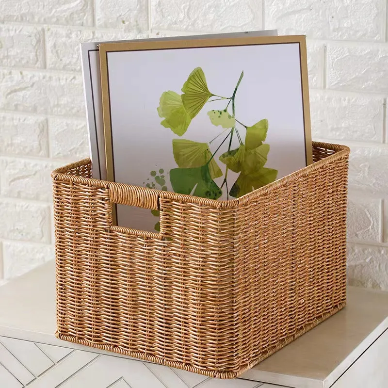 

Handle Closet Storage Clothes Storage With Toy Basket Imitation Container Rattan Woven Organizer Sundries Home