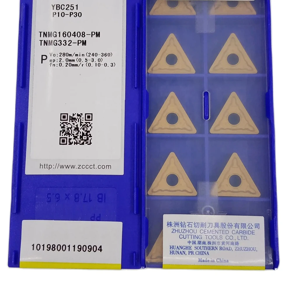 TNMG160408-PM 100% Original ZCC 10PCS/LOT TNMG160408 PM TURNING TOOLS Lathe Cutter Tools YBC251 YBC252 YBC152 YBD102
