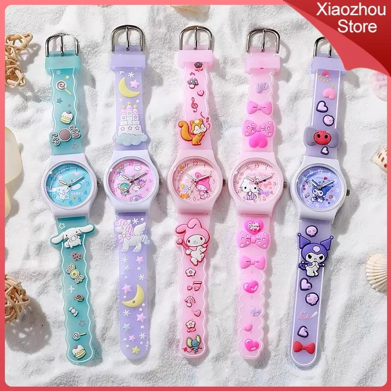Sanrio Kawaii детские часы с 3D мультяшным узором Hello Kitty кварцевые Cinnamoro милые