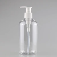300ml transparency color refillable squeeze plastic lotion bottle with white pump sprayer pet plastic portable lotion bottle