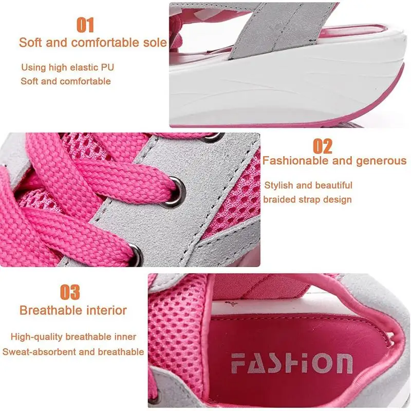 Muffin Sandals Comfortable Wedges Sandals For Women Contrast Paneled Cutout Lace-Up Muffin Sandals Summer Peep Toe Sandals Shoes