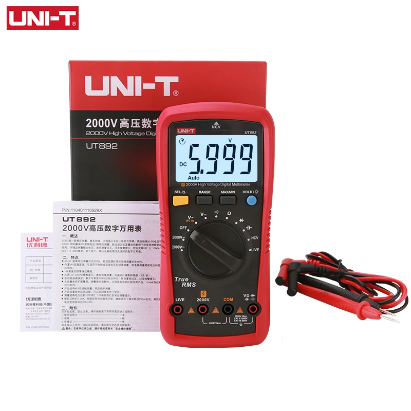 Цифровой мультиметр высокого напряжения UNI-T UT892 2000 в для шахтного вольтметра постоянного и переменного тока, истинное среднеквадратичное з... (art.: 3920bd2f0fbc2) - 3920bd2f0fbc2