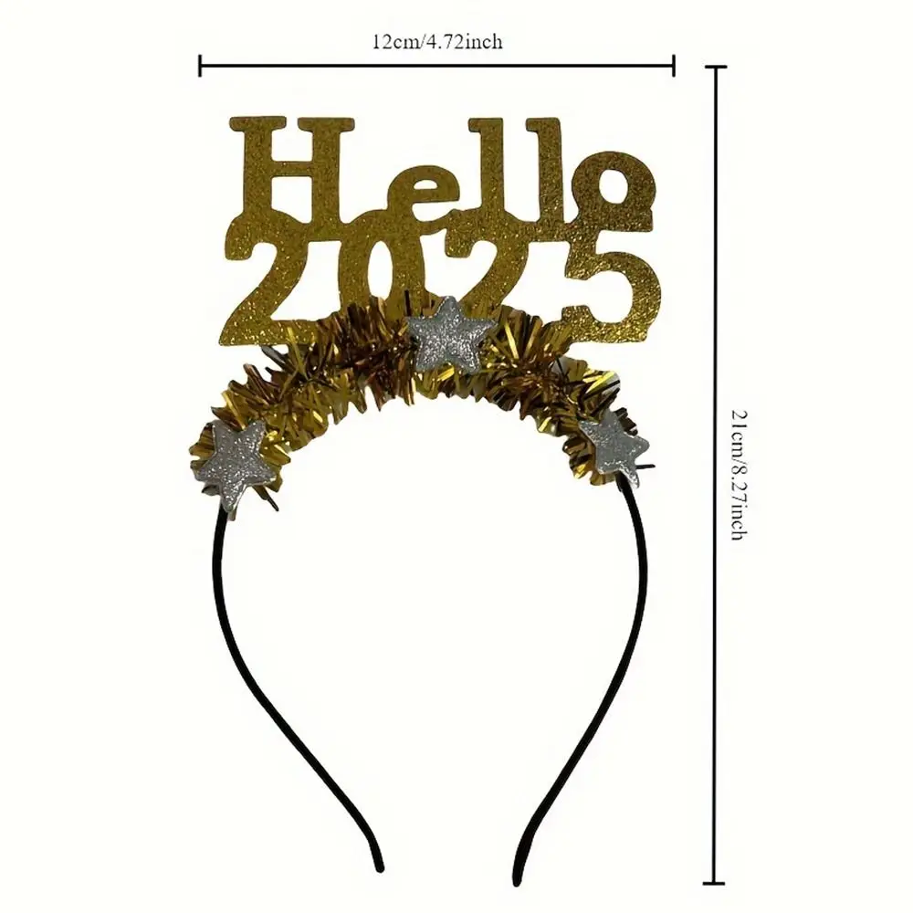 Hello 2025 с Новым годом повязка на голову со звездой и блестками новогоднее