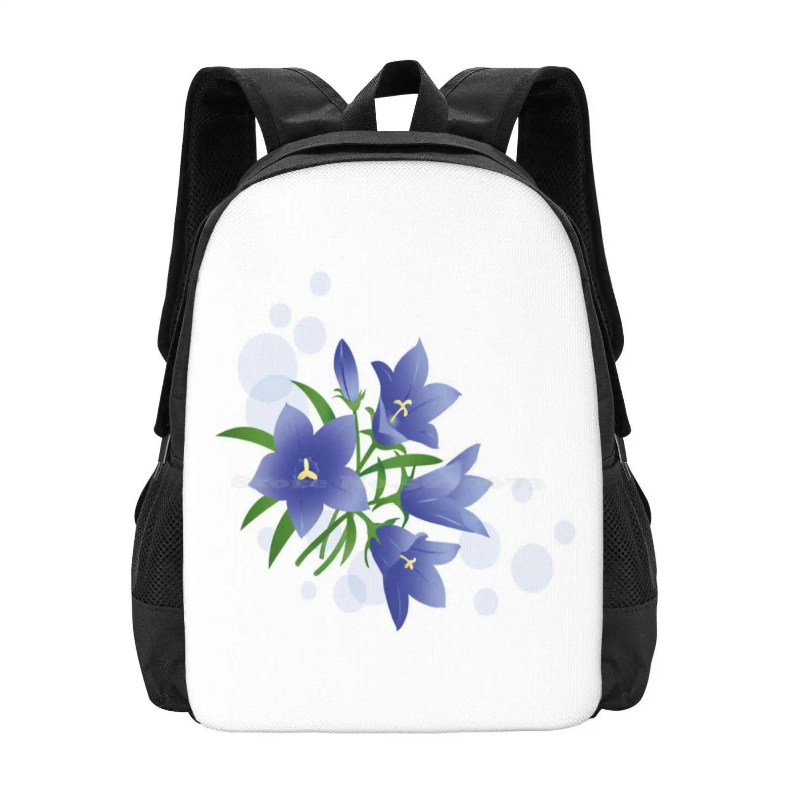 

Hot Sale Backpack Fashion Bags Gentian Flower Blue Bubble
