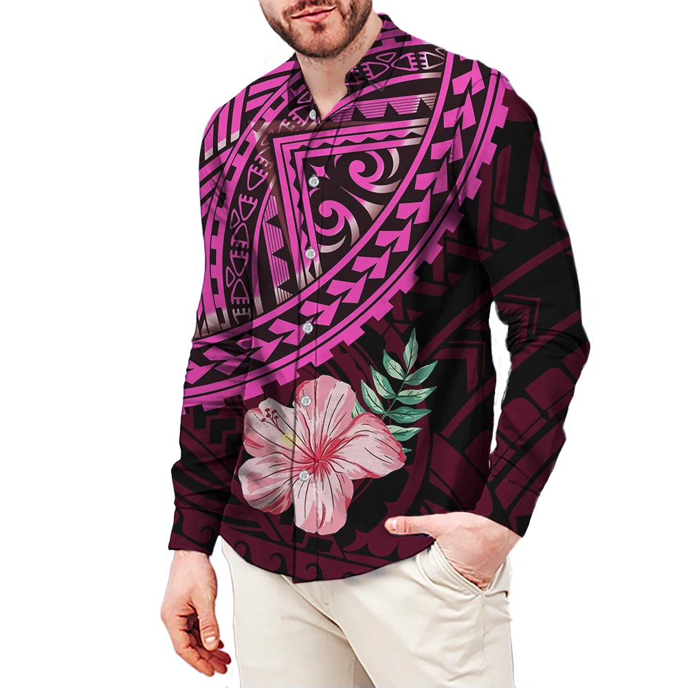 Couple Suit Customized On Dress 7XL Demand Shirt Big Size 6XL Polynesian Traditional Tribe Ethnic Style Mens Long-Sleeve Shirt