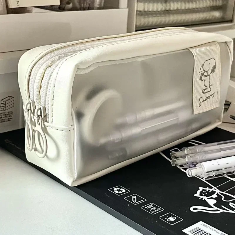 

Пенал Снупи, сумка для ручек с героями мультфильмов, милая большая вместительная сумка для школьных принадлежностей для мальчиков и девочек, полупрозрачная офисная детская коробка для ручек