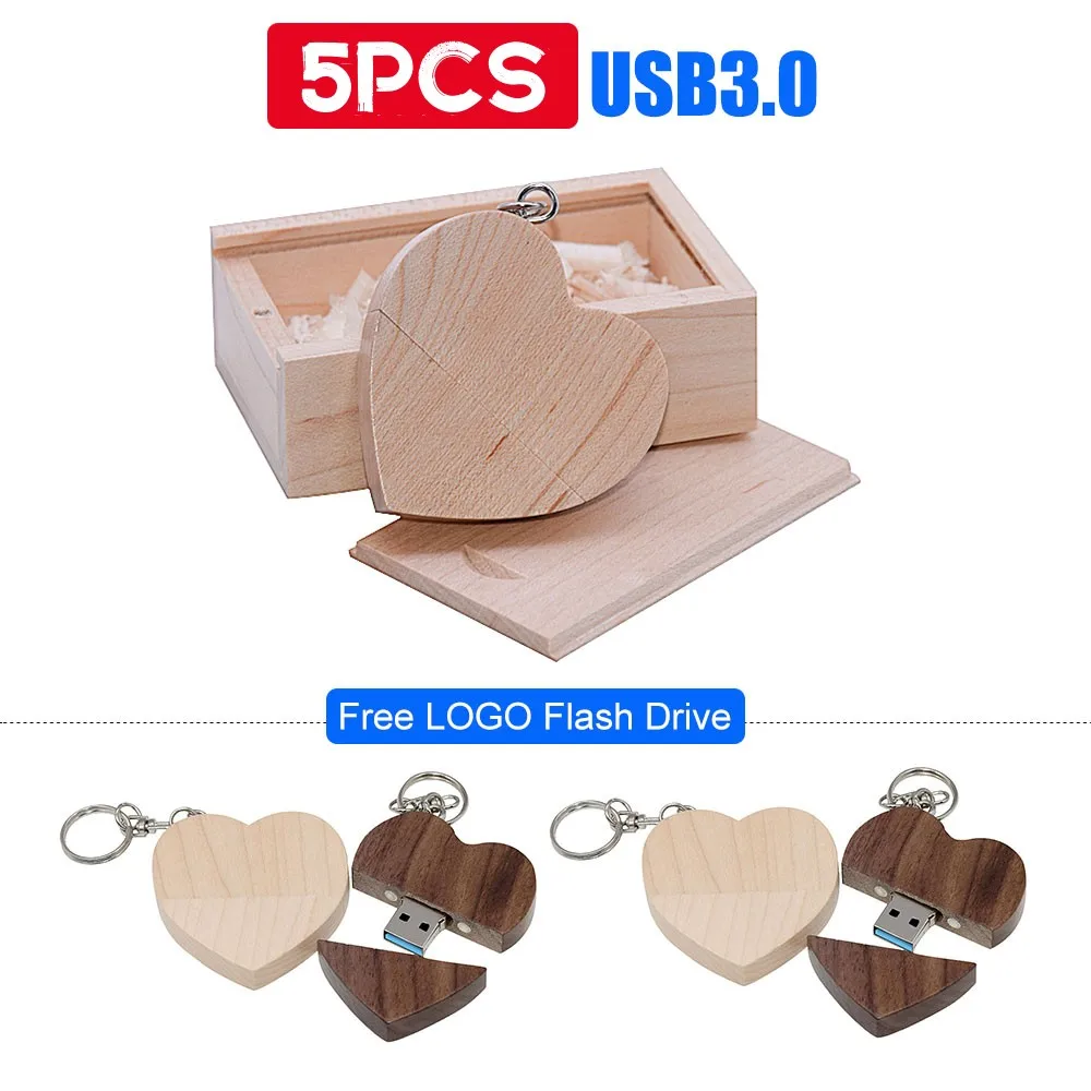 

USB-флеш-накопитель в деревянной коробке, 64/32/16/8/128/4 ГБ, 5 шт./партия