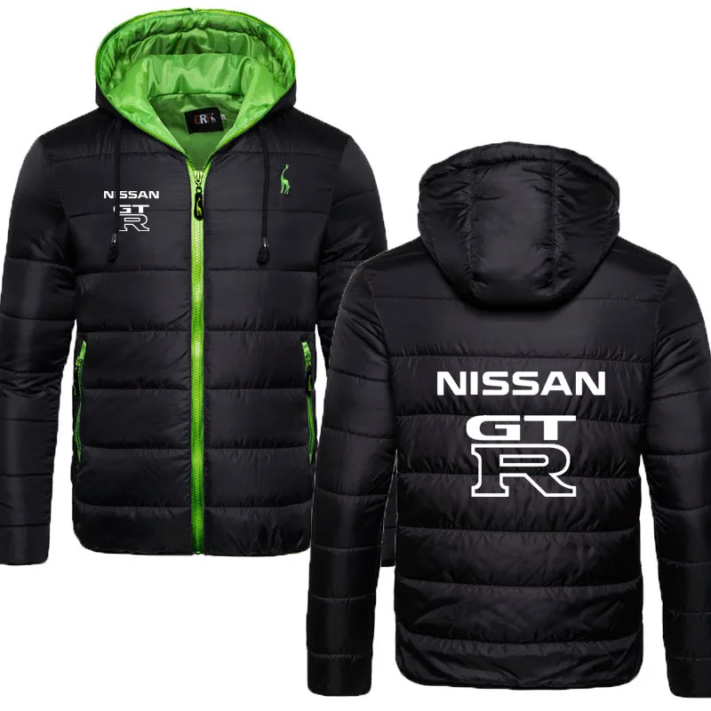 

NEW Fashion casual windproof men zipper jacket GTR car logo print Winter snow warm men hooded parka coat Hot sale coat
