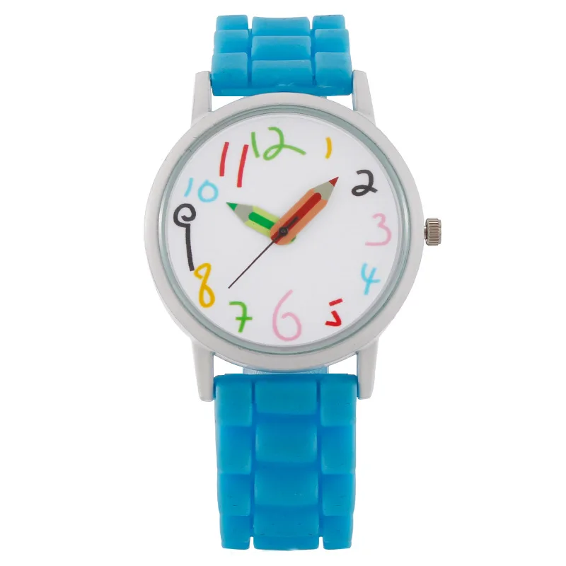 

Fashion Round Quartz Cartoon Dial Casual Wrist Watches Rubber Strap Fashionable Clock Waterproof Wristwatch for Child