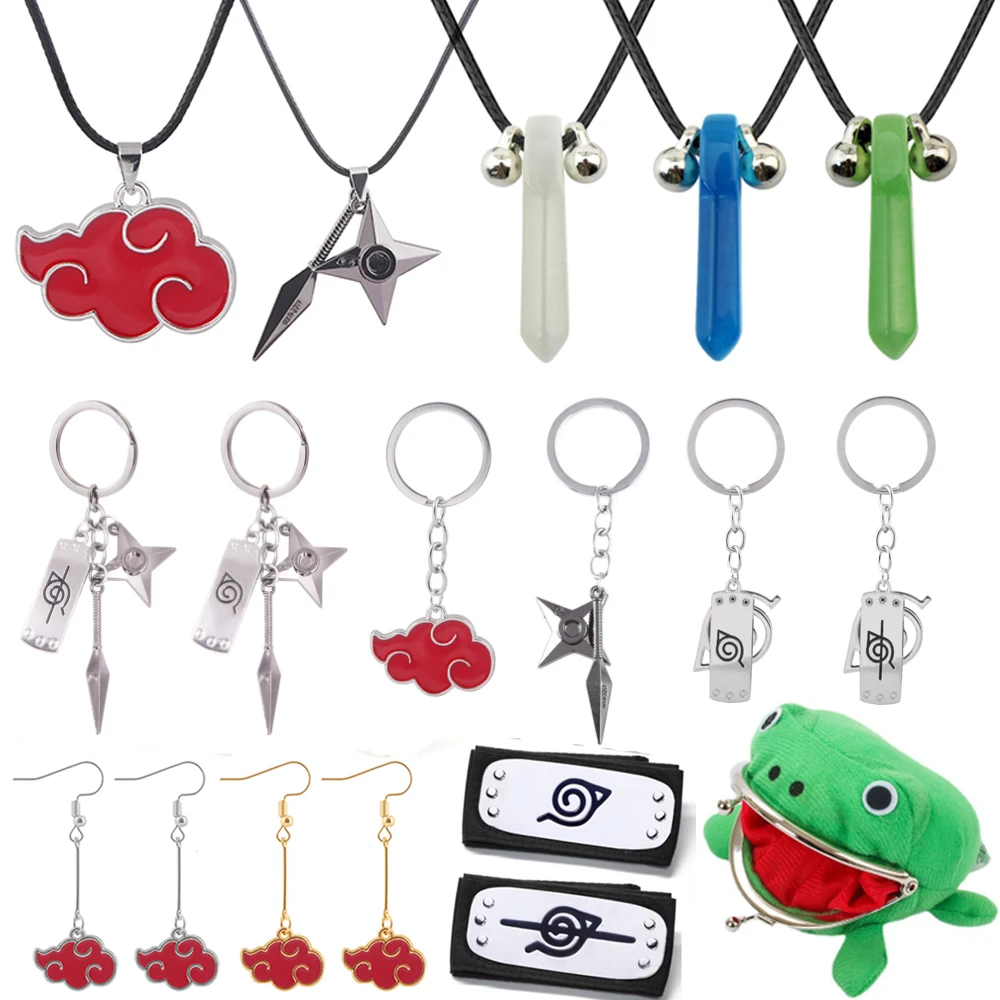 

Anime Konoha Ninja Keychain Akatsuki Red Cloud Kunai Shuriken Dart Weapon Konoha Logo Key Chain for Fans Pendant Keyring Jewelry