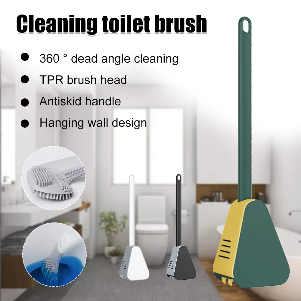 

Silicone Bristle Golf Long Handle Toilet Brush with Drying Bracket Bathroom Cleaning Organization Brushes Tool WC Accessories